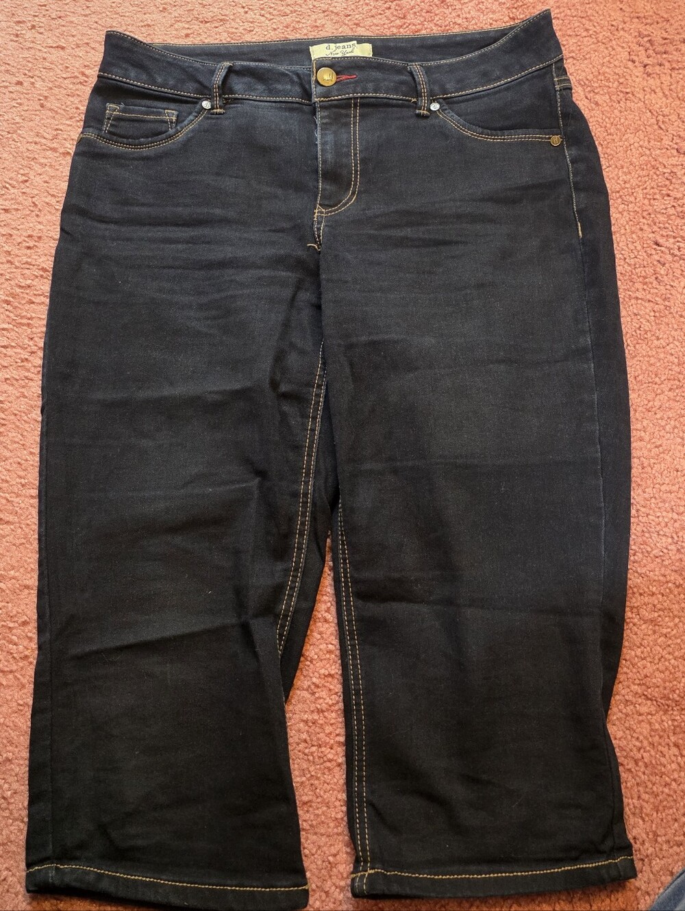D JEANS NY Dark Wash Black Women’s Jeans Capris - Classic High-Rise Fit 14W